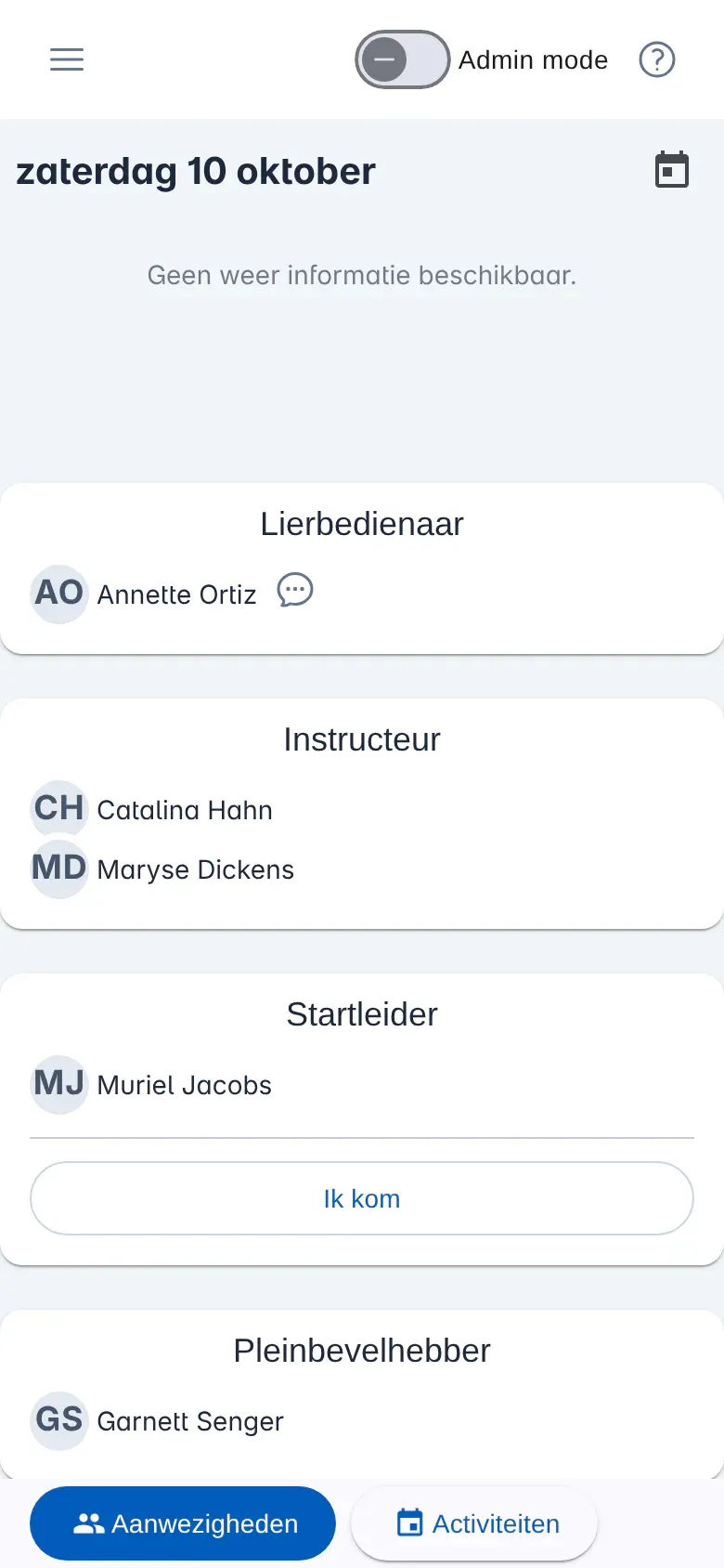 Dezelfde dag op een gsm: wie er komt per taak
